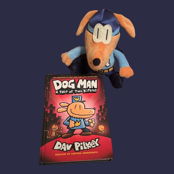 Dog Man Set Tale of Two Kitties & Dog Man Dark Knight Plush - Picture 5 of 5